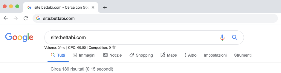 Verifica l'indicizzazione del tuo sito web su Google con l'operatore site: