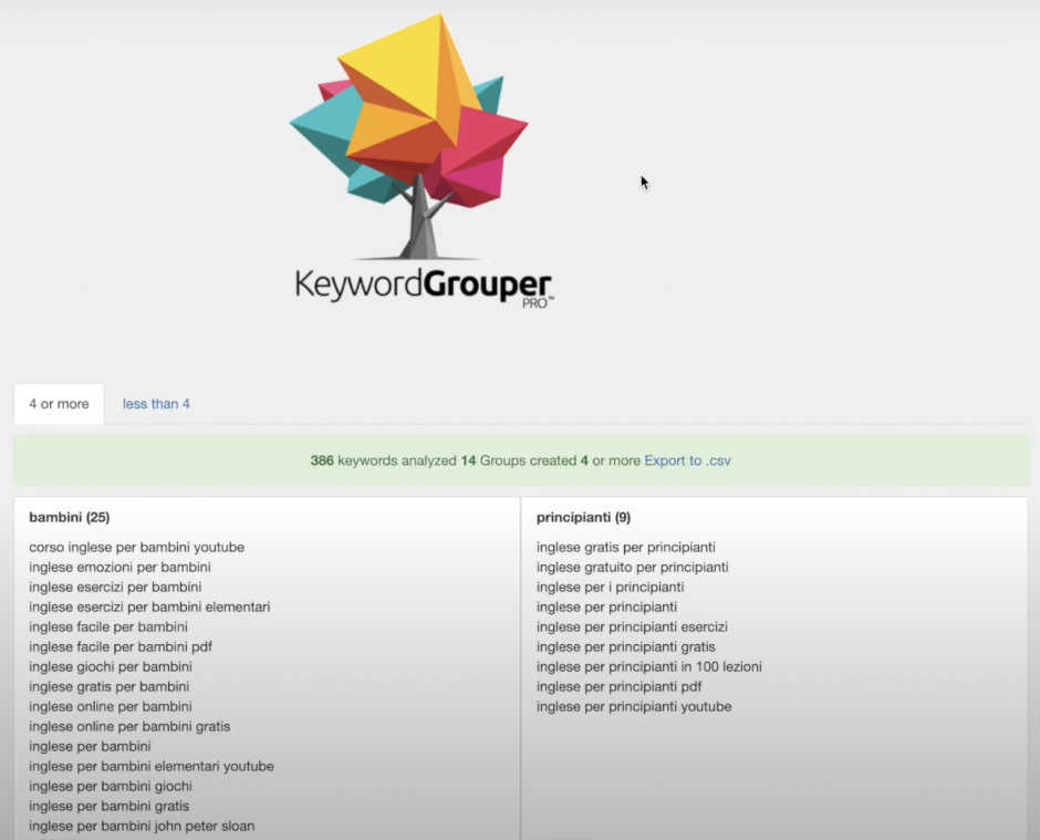 Come categorizzare le keyword per una ricerca parole chiave SEO: con Keyword Grouper!