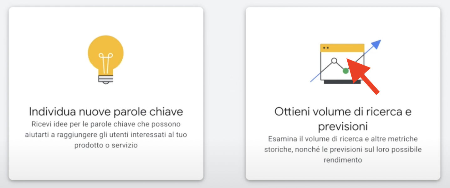 Ottieni i volumi di ricerca delle parole chiave con Keyword Planner