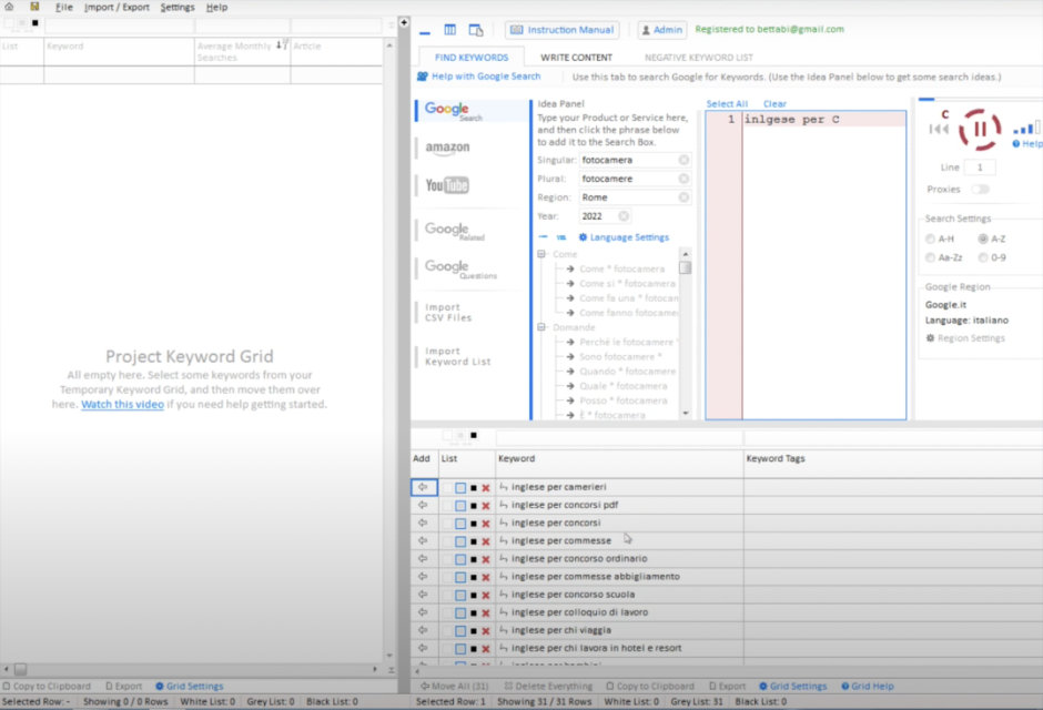 Ricerca keyword long tail con Keyword Researcher PRO
