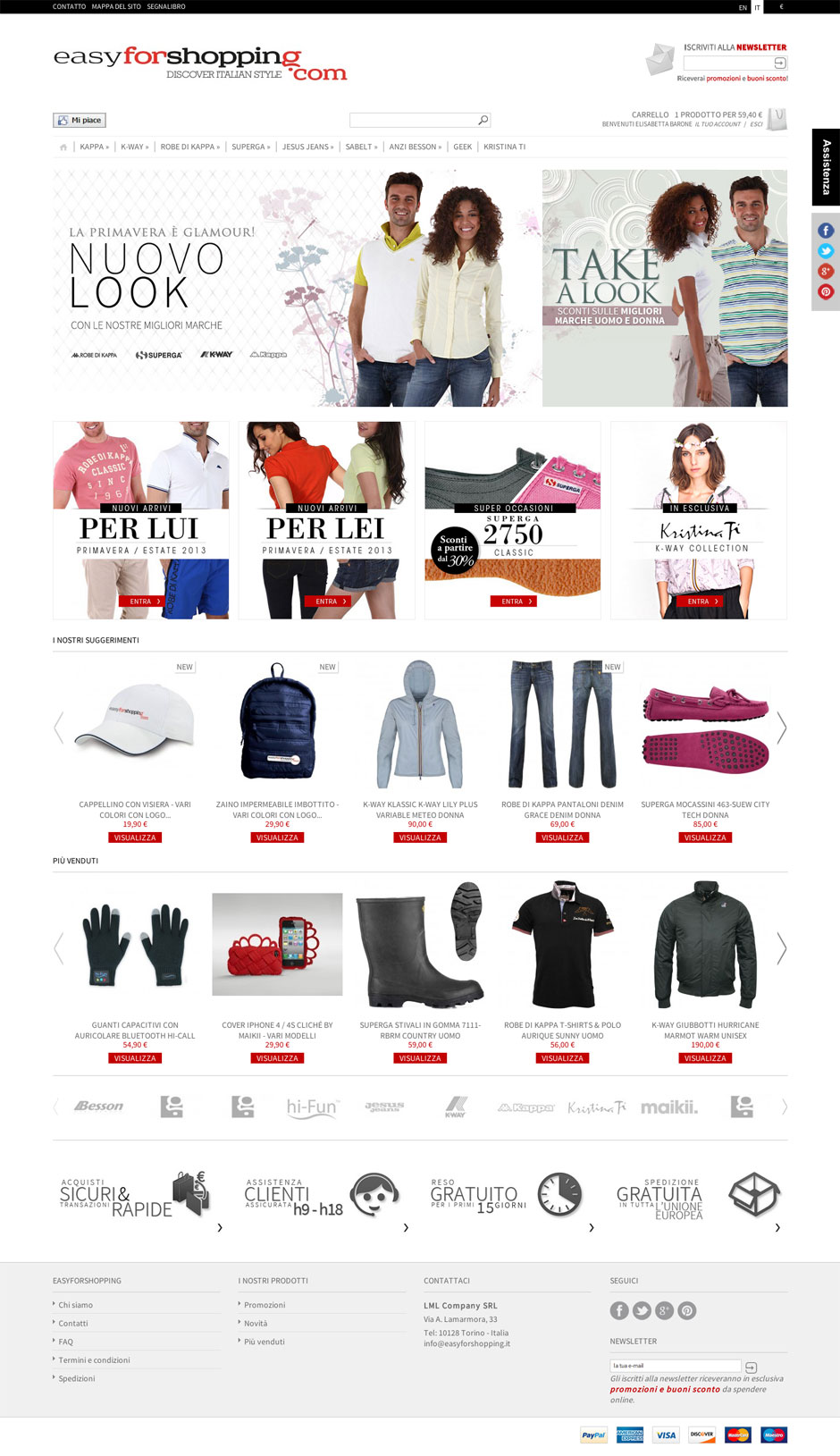 Sito e-commerce con template responsive creato con Prestashop