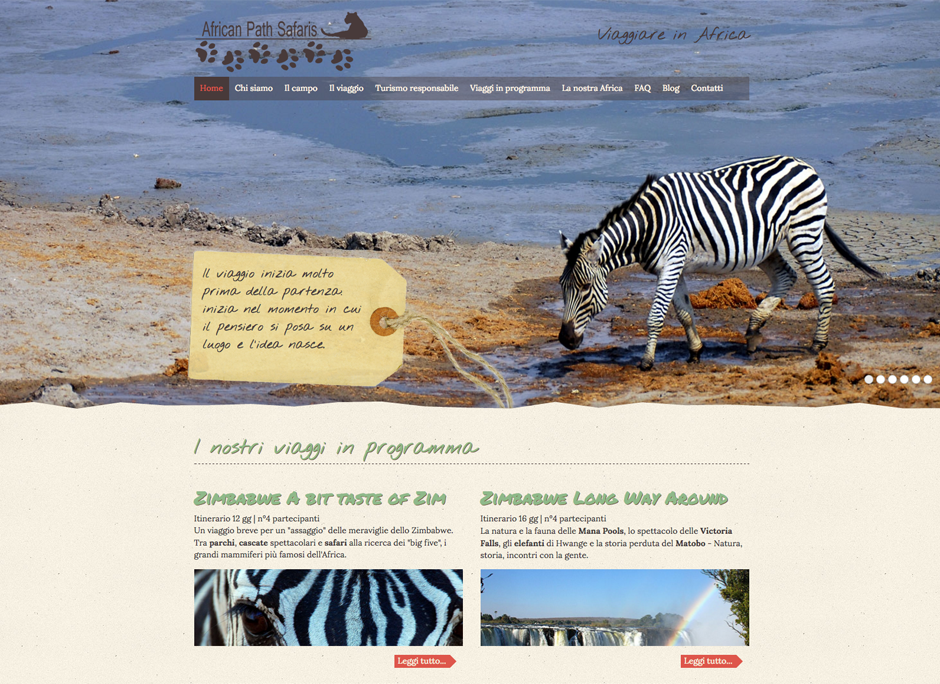 Sito web con template responsive per African Path, creato con Joomla